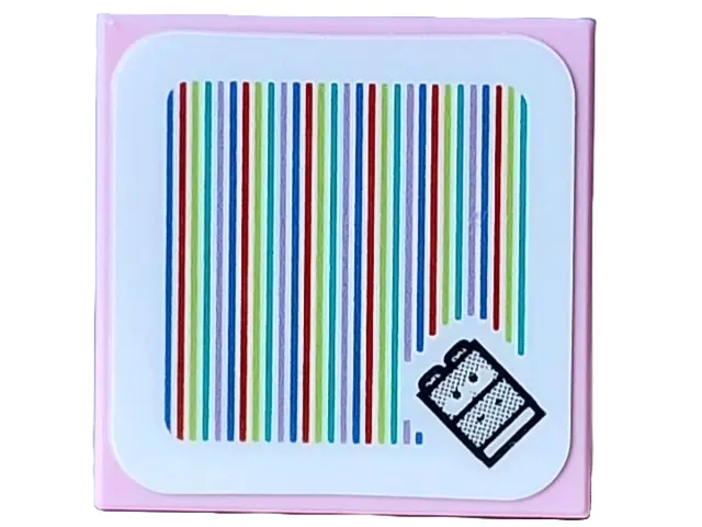 Bright Pink Tile 2 x 2 with Super Mario Scanner Code Pink Baby Yoshi Pattern (Sticker) - Set 71440