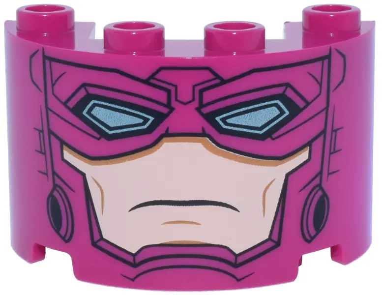 Cylinder Half 2 x 4 x 2 with 1 x 2 Cutout with Helmet, Eye Mask with Metallic Light Blue Eyes and Li