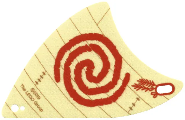 Tan Cloth Sail Triangular with Red Spiral Swirl Pattern, 2 Holes, Small (Moana)