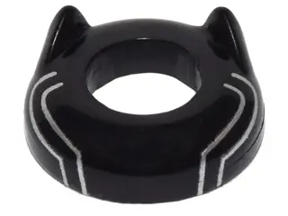 Black Minifigure, Headgear Head Top with Ears and Silver Lines Pattern