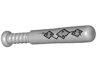 Light Bluish Gray Minifigure, Utensil Baseball Bat 4L with 3 Metallic Silver Diamond Panels with Riv