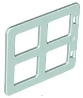 Light Aqua Duplo Door / Window Pane 1 x 4 x 3 with 4 Same Size Panes Square Corners