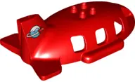 Red Duplo Airplane Midsize Fuselage Top with Tail with Airplane Circling Mountains Pattern