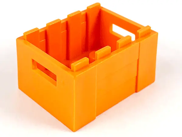 Orange Container, Crate 3 x 4 x 1 2/3 with Handholds