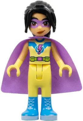 Liann - Bright Light Yellow Superhero Costume, Medium Lavender Cape