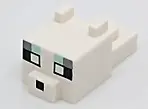 White Creature Head Pixelated with Ears, Nose, and Face with White Eyes, Dark Bluish Gray and Light 
