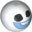 White Technic Ball Joint with Black Eyes and Bright Light Blue Smile Pattern (Frozen Snowgie Head)