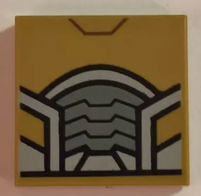 Dark Tan Tile 2 x 2 with Light Bluish Gray Chin Guard and Dark Bluish Gray Ribbed Mouth Covering Pat