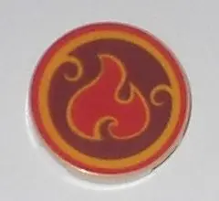 Tan Tile, Round 2 x 2 with Bottom Stud Holder with Elves Fire Power Icon Pattern