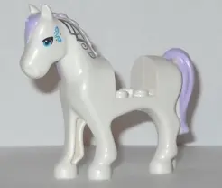 White Horse, Friends Style with 2 x 2 Cutout with Blue Eyes and Face Decoration, Lavender Mane and T
