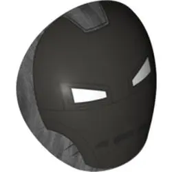 Pearl Dark Gray Large Figure Armor, Round, Smooth with Silver Iron Man Helmet Pattern