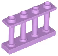Medium Lavender Fence 1 x 4 x 2 Spindled with 4 Studs