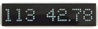 Black Tile 1 x 4 with White '113' and '42.78' in Digital Scoreboard Font Pattern