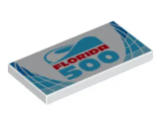White Tile 2 x 4 with 'FLORIDA 500' Pattern