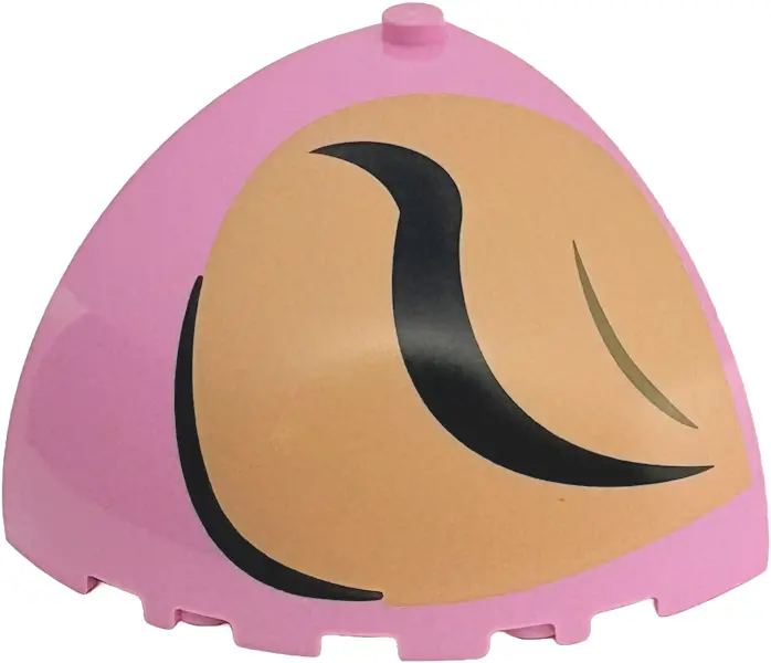 Pink Brick, Round Corner 5 x 5 x 3 1/3 Dome Top with Tan Spot, Black Eyebrow and Eye Closed Pattern 
