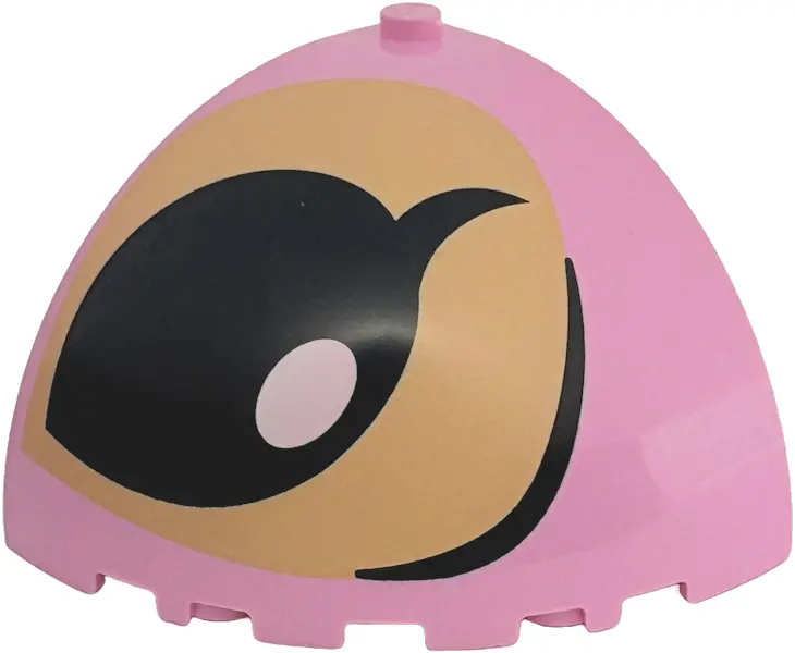 Pink Brick, Round Corner 5 x 5 x 3 1/3 Dome Top with Tan Spot, Black Eyebrow and Eye Open with White