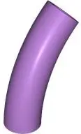 Lavender Brick, Round Tube 1 x 1 d. 45 degrees Elbow Macaroni Half - Axle Hole
