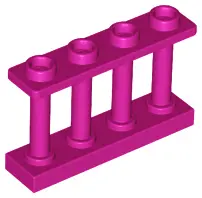 Magenta Fence 1 x 4 x 2 Spindled with 4 Studs