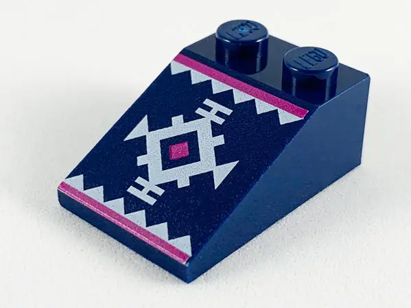 Dark Blue Slope 33 3 x 2 with White and Magenta Geometric, Magenta Line and White Triangles Border P