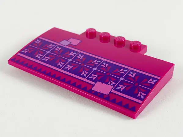 Magenta Slope, Curved 5 x 8 x 2/3 with 4 Studs with Dark Purple and Dark Pink Tiles, Lavender and Da