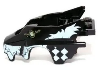 Black Flywheel Fairing Wolf Shape with White Checkered and Skunk Markings Pattern