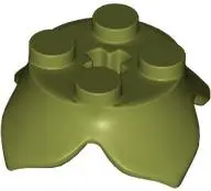 Olive Green Plant Leaves 2 x 2 with 4 Petals and Axle Hole