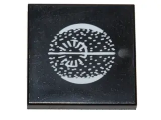 Black Tile 2 x 2 with White Death Star Schematic Pattern