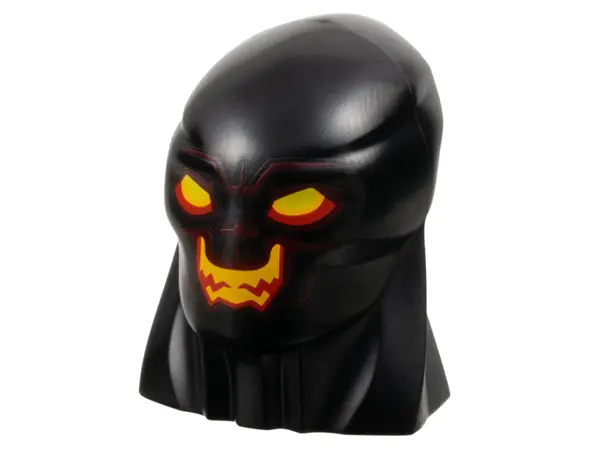 Black Large Figure Head Modified with Elongated Skull and Thick Neck with Red and Yellow Eyes, Dark 