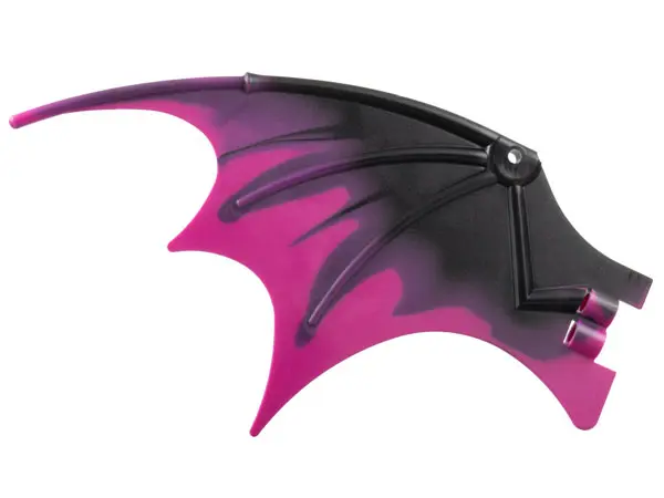 Black Dragon Wing 19 x 11 with Bar Hole and 2 Pin Holes with Marbled Magenta Trailing Edge Pattern