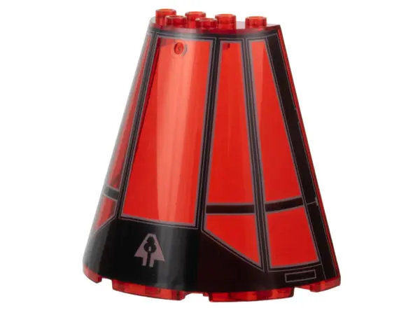 Trans-Red Cone Half 8 x 4 x 6 with Millennium Falcon Cockpit Pattern 4