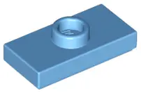 Medium Blue Plate, Modified 1 x 2 with 1 Stud with Groove (Jumper)