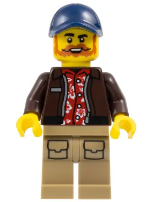 City Jungle Pilot - Male, Dark Brown Jacket over Red Hawaiian Shirt, Dark Tan Legs with Pockets, Dar