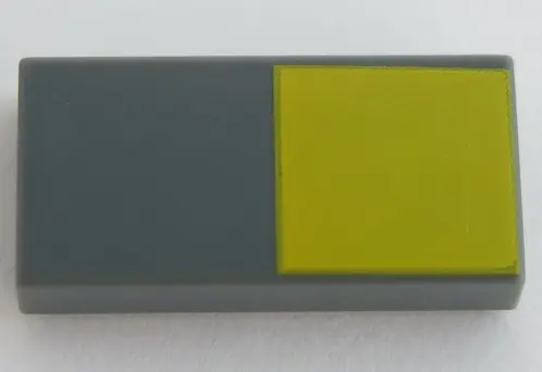 Dark Bluish Gray Tile 1 x 2 with Yellow Square Pattern