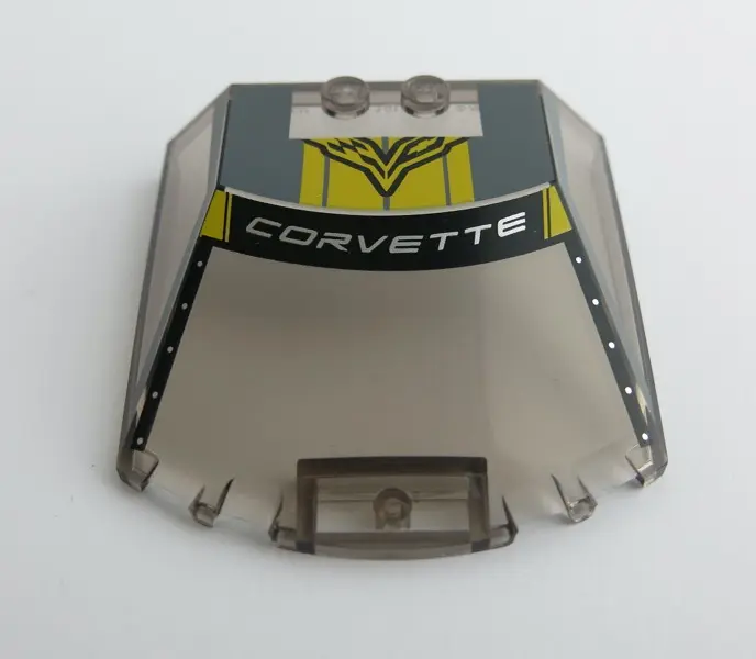 Trans-Brown Windscreen 6 x 6 x 1 1/3 Straight Sides with Silver 'CORVETTE' and Logo Pattern