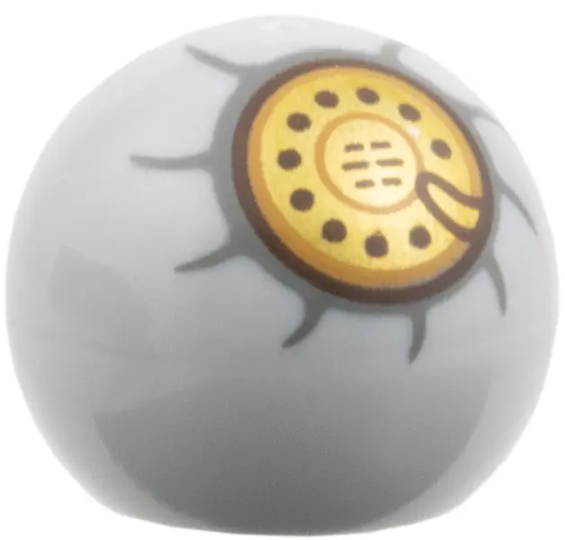 Bluish Gray Technic Ball Joint with Gold Rotary Phone Dial, Black Dots and Dark Bluish Gray Outline 