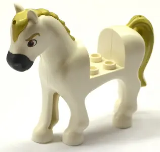 White Horse, Friends Style with 2 x 2 Cutout with Dark Bluish Gray Nose, Brown Eyes, Tan Eyebrows, M