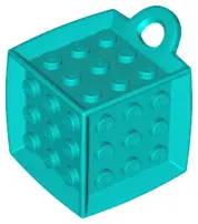 Dark Turquoise Bag Tag Cube with 3 x 3 Studs on All Sides