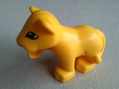 Bright Light Orange Duplo Cat, Large, Baby Cub, Raised Paw (Lion) with  Eyes Almond Shaped Pattern