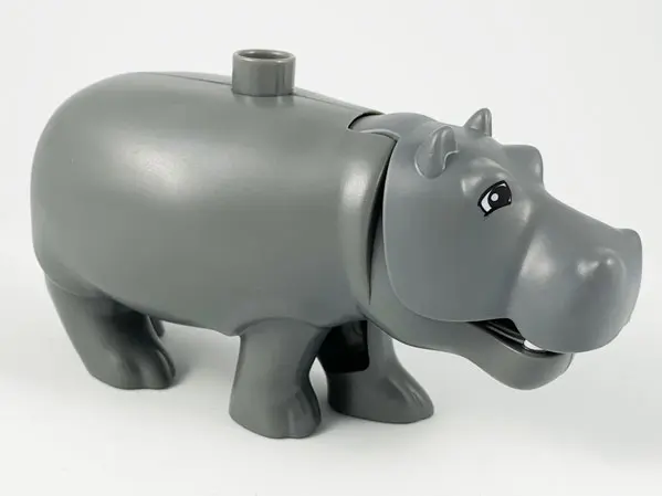 Dark Bluish Gray Duplo Hippo Adult with Opening Jaw