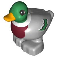 Light Bluish Gray Duplo Duck Male with Green Head