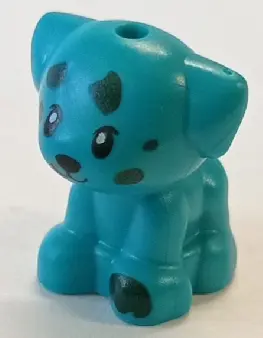 Dark Turquoise Dog, Friends Style, Puppy, Standing, Small with Dark Green Paw and Spots Pattern