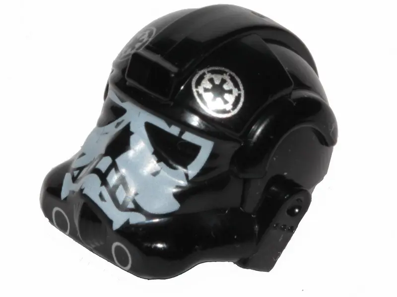 Black Minifigure, Headgear Helmet SW Stormtrooper Type 2, Black Ace Skull Pattern