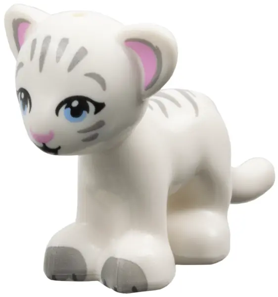 White Cat, Friends Style, Large, Baby Cub (Tiger) with Bright Light Blue Eyes, Bright Pink Nose, Lig