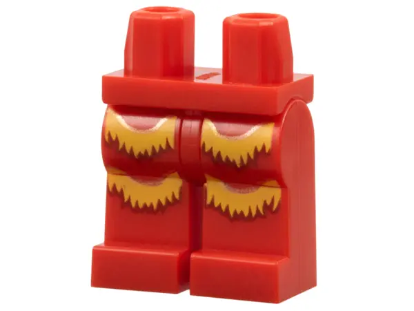 Red Hips and Legs with Bright Light Orange and Dark Red Fringe Pattern