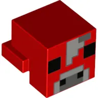 Red Creature Head Pixelated with Black Eyes and Nostrils, Light Bluish Gray and Dark Bluish Gray Nos
