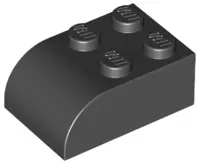 Black Slope, Curved 3 x 2 with 4 Studs