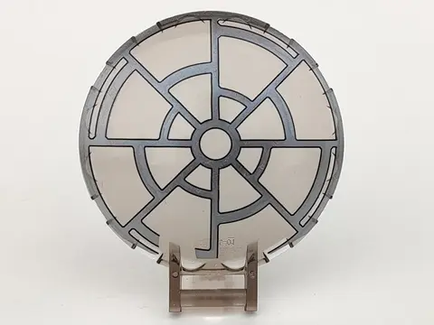 Trans-Brown Dish 6 x 6 Inverted with Bar Handle with SW 8 Spoke Death Star Window Pattern