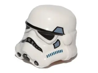 White Minifigure, Headgear Helmet SW Stormtrooper, 2 Chin Holes, Dark Blue and Sand Blue Pattern