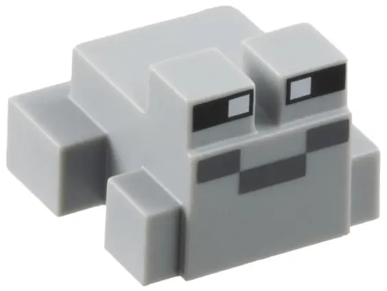 Light Bluish Gray Minecraft Frog with Black and White Eyes, Dark Bluish Gray Mouth Pattern