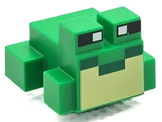 Bright Green Minecraft Frog with Black and White Eyes, Green Mouth, Bright Light Yellow Vocal Sac Pa